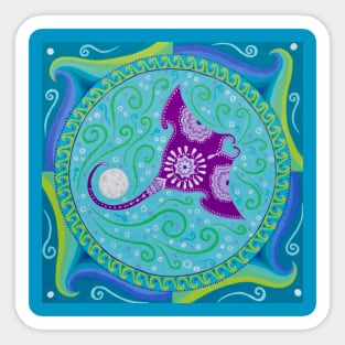 Manta Ray and Moon Mandala Sticker